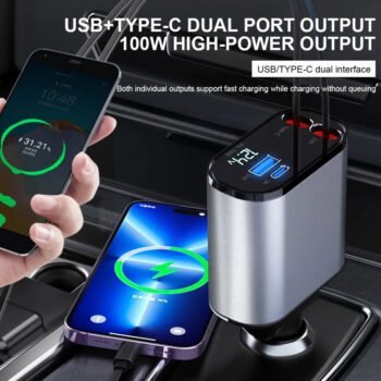 4 in 1 Retractable Super Fast Car Charger
