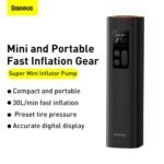 Baseus Mini 12V Car Tire Inflator – 150PSI Digital Pump | CAC001
